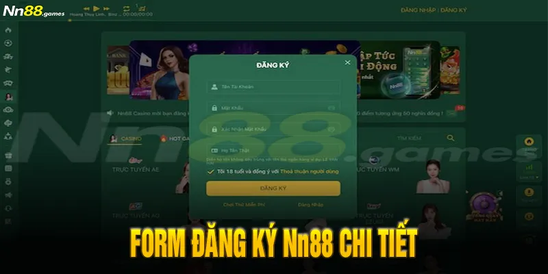 Form đăng ký Nn88 chi tiết